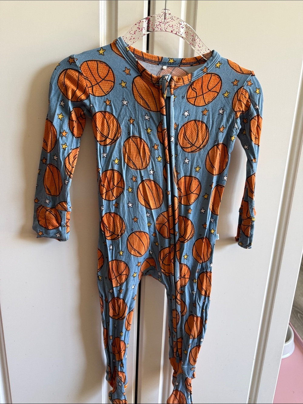 Posh Peanut Blue Footed One-Piece with Orange Basketballs